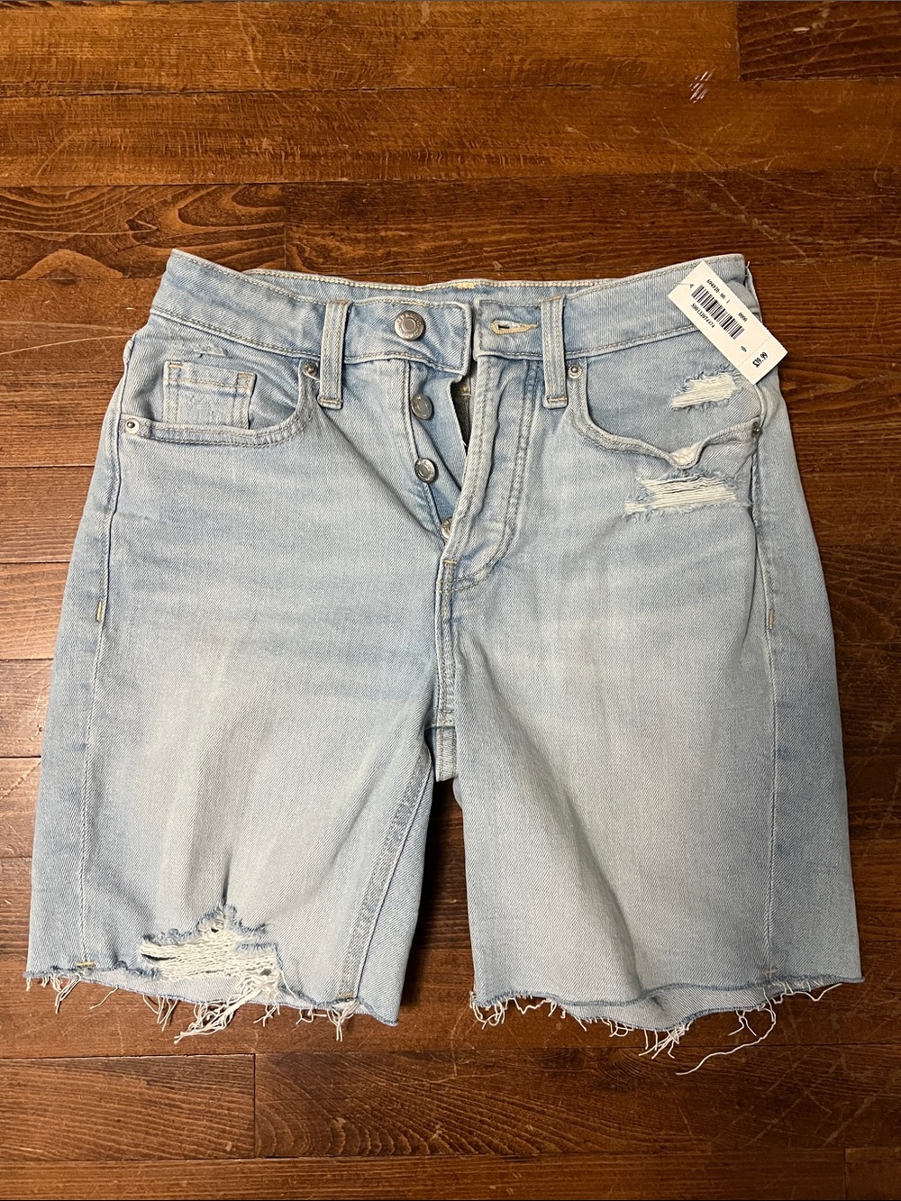 Old Navy Light Blue Distressed Denim Bermuda Shorts